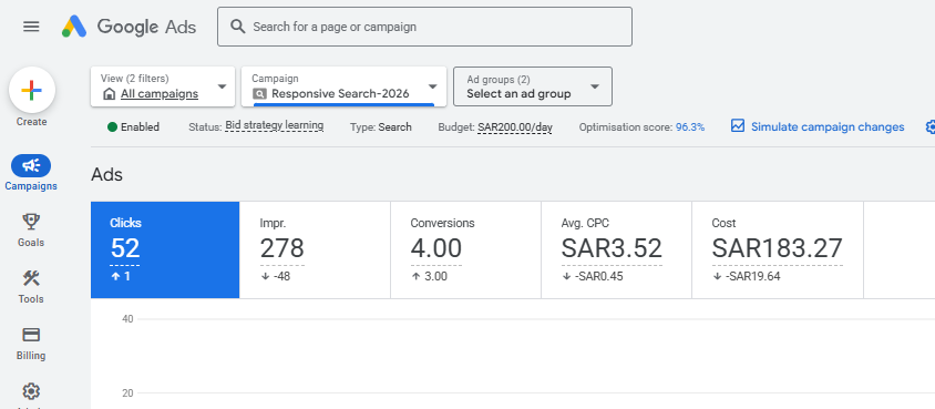 Google Ads Campaign Management Interface